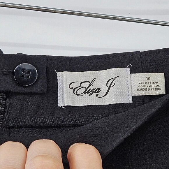 Eliza J Wide Leg Dress Pants Black Women’s Size 10 High Rise Evening Career - Picture 7 of 14